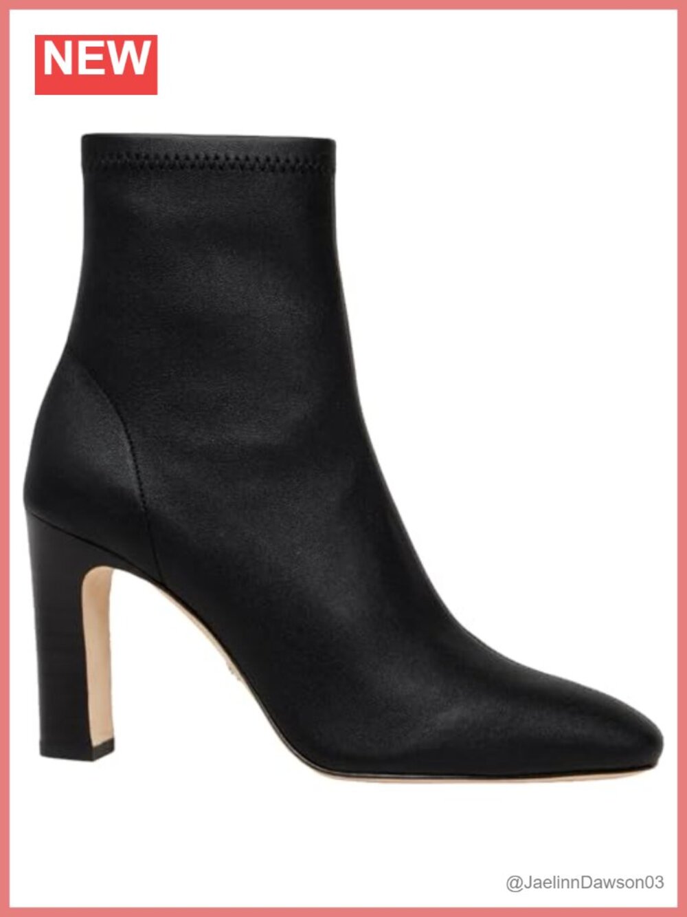 High Heel Ankle Boot Leather Stacked Heel Square Toe Bootie